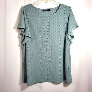 Merokeety pale green eyelet tunic women's XXL  #1253